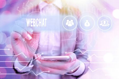 Text sign showing Webchat. Business photo text system that allows users to communicate in real time using internetの写真素材