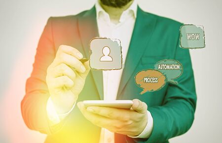 Writing note showing Process Automation. Business concept for Transformation Streamlined Robotic To avoid Redundancyの写真素材