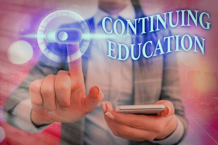 Writing note showing Continuing Education. Business concept for Continued Learning Activity professionals engage inの写真素材