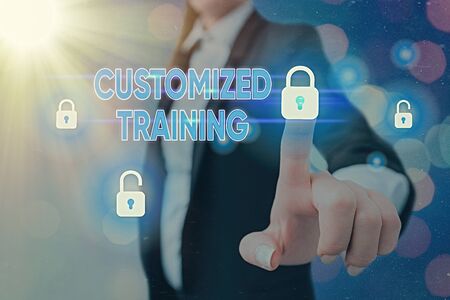 Writing note showing Customized Training. Business concept for Designed to Meet Special Requirements of Employersの写真素材