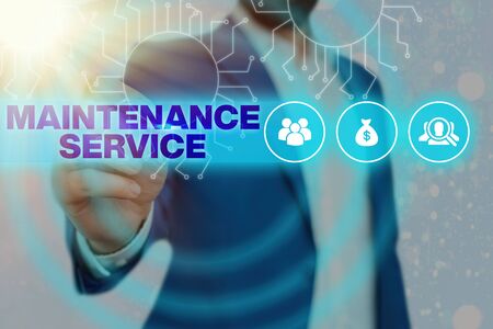 Handwriting text Maintenance Service. Conceptual photo Keep a Product Service in Good Operating Conditionの写真素材