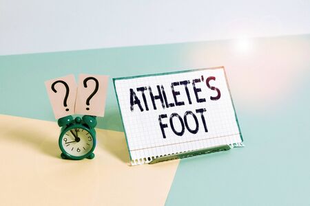 Text sign showing Athlete Foot. Business photo showcasing a fungus infection of the foot marked by...