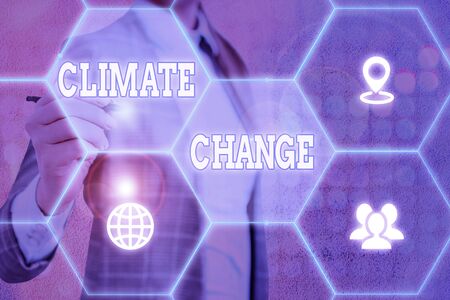 Conceptual hand writing showing Climate Change. Concept meaning change in the expected pattern of average weather of a regionの写真素材