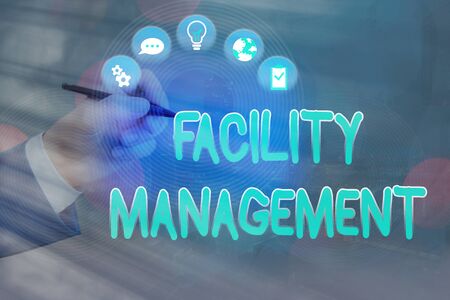 Text sign showing Facility Management. Business photo text Multiple Function Discipline Environmental Maintenanceの写真素材