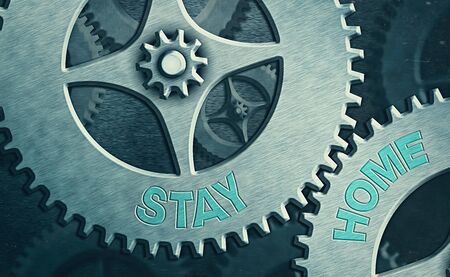Writing note showing Stay Home. Business concept for not go out for an activity and stay inside the house or homeの写真素材