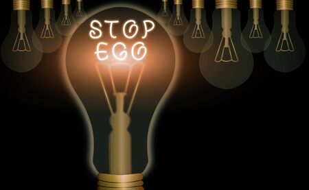 Writing note showing Stop Ego. Business concept for Control your obsession about a decision or an event or anythingの写真素材