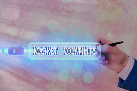 Text sign showing Market Volatility. Business photo text Underlying securities prices fluctuates Stability statusの写真素材
