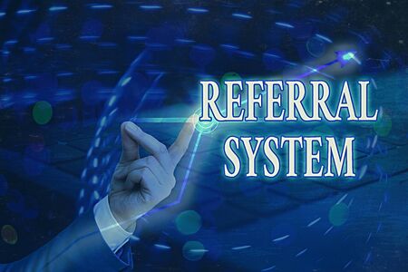 Handwriting text Referral System. Conceptual photo sending own patient to another physician for treatmentの写真素材