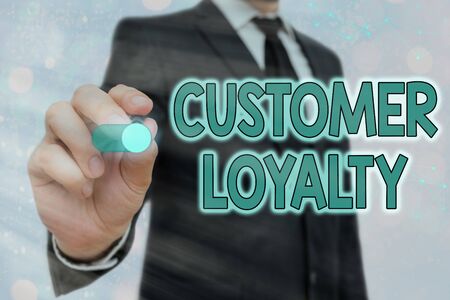 Word writing text Customer Loyalty. Business photo showcasing result of consistently positive emotional experienceの写真素材