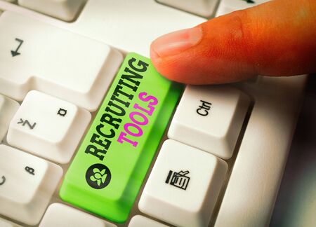Word writing text Recruiting Tools. Business photo showcasing getting new talents to your company through internet or adsの写真素材