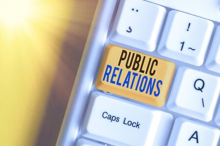 Word writing text Public Relations. Business photo showcasing practice managing spread of information between individualの写真素材