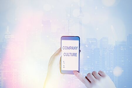 Handwriting text writing Company Culture. Conceptual photo The environment and elements in which employees workの写真素材