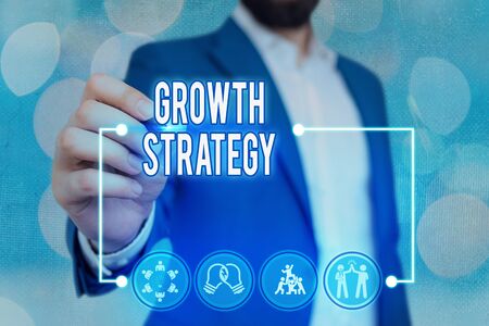 Text sign showing Growth Strategy. Business photo text Strategy aimed at winning larger market share in shorttermの写真素材