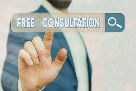 Text sign showing Free Consultation. Business photo showcasing Giving medical and legal discussions without payの写真素材