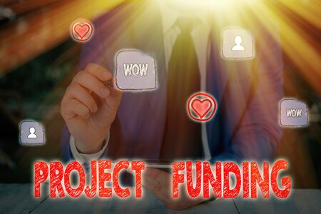 Handwriting text Project Funding. Conceptual photo paying for start up in order make it bigger and successfulの写真素材