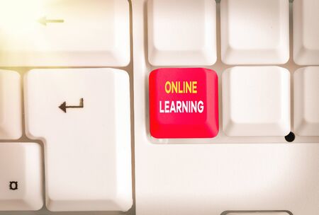 Conceptual hand writing showing Online Learning. Concept meaning Larning with the assistance of the Internet and a computerの写真素材