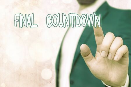 Text sign showing Final Countdown. Business photo showcasing Last moment of any work having no posibility of discusionの写真素材