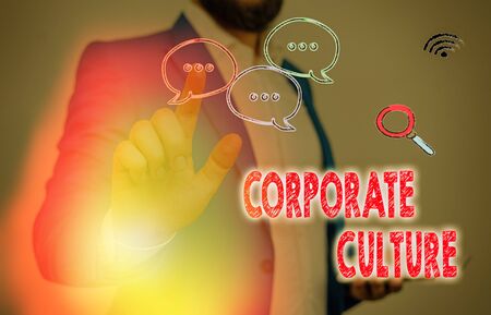 Text sign showing Corporate Culture. Business photo text Beliefs and ideas that a company has Shared valuesの写真素材