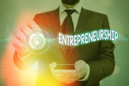 Handwriting text Entrepreneurship. Conceptual photo Process of designing launching and running a new businessの写真素材