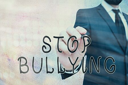 Text sign showing Stop Bullying. Business photo showcasing Fight and Eliminate this Aggressive Unacceptable Behaviorの写真素材