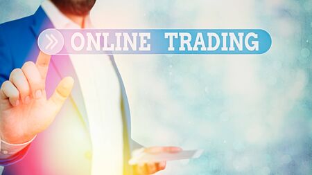 Text sign showing Online Trading. Business photo showcasing Buying and selling assets via a brokerage internet platformの写真素材