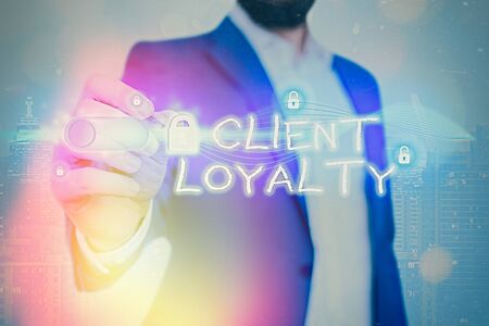 Word writing text Client Loyalty. Business photo showcasing The result of consistently positive satisfaction to clientsの写真素材