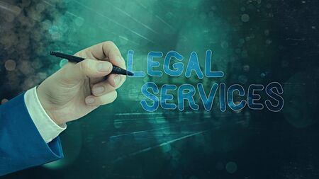 Text sign showing Legal Services. Business photo showcasing Providing access to justice Fair trial Law equalityの写真素材
