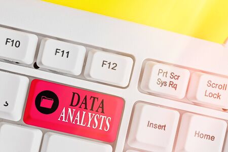 Word writing text Data Analysts. Business photo showcasing Programmer Design and Create Report Identifies patternsの写真素材