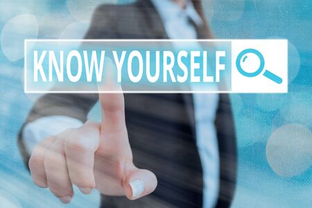 Writing note showing Know Yourself. Business concept for Find You Understanding Strength and...