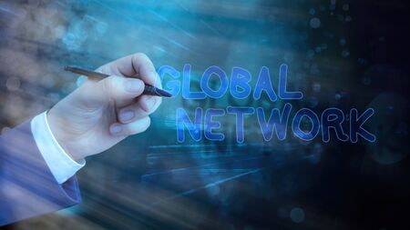 Text sign showing Global Network. Business photo showcasing Any communication system which spans the entire Earthの写真素材