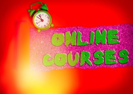 Text sign showing Online Courses. Business photo showcasing Revolutionizing formal education Learning through internetの写真素材