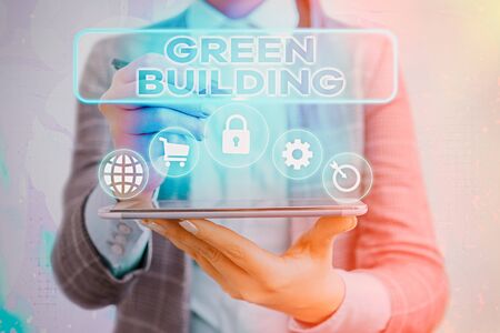 Handwriting text writing Green Building. Conceptual photo A structure that is environmentally responsible Sustainableの写真素材