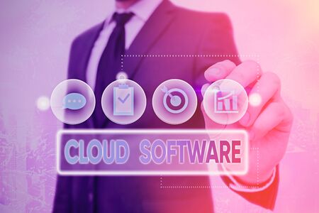 Handwriting text Cloud Software. Conceptual photo Programs used in Storing Accessing data over the internetの写真素材
