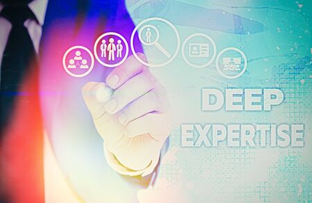 Writing note showing Deep Expertise. Business concept for Great skill or broad knowledge in a particular field or hobbyの写真素材
