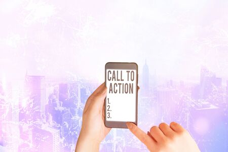Word writing text Call To Action. Business photo showcasing exhortation do something in order achieve aim with problemの写真素材