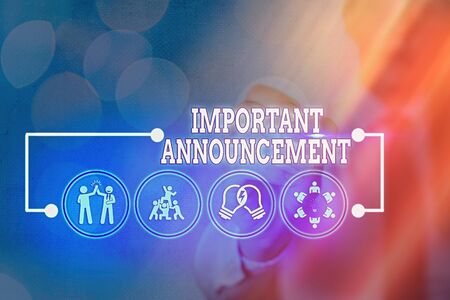 Writing note showing Important Announcement. Business concept for spoken statement that tells showing about somethingの写真素材
