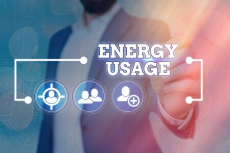 Word writing text Energy Usage. Business photo showcasing Amount of energy consumed or used in a...