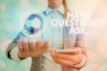 Word writing text Have Questionsquestion Ask. Business photo showcasing something that you say or write to ask an individualの写真素材