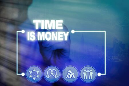 Conceptual hand writing showing Time Is Money. Concept meaning time is a valuable resource Do things as quickly as possibleの写真素材