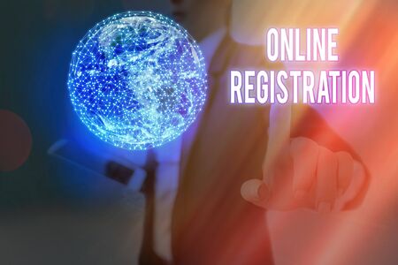 Word writing text Online Registration. Business photo showcasing System for subscribing or registering via the Internetの写真素材