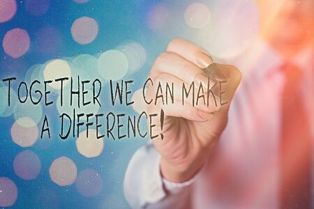 Word writing text Together We Can Make A Difference. Business photo showcasing be very important some way in like team or groupの写真素材