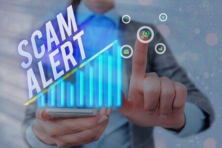 Word writing text Scam Alert. Business photo showcasing unsolicited email that claims the prospect of a bargainの写真素材