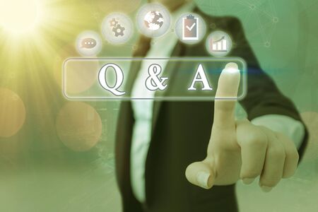 Conceptual hand writing showing Q And A. Concept meaning defined as questions being asked and answersの写真素材
