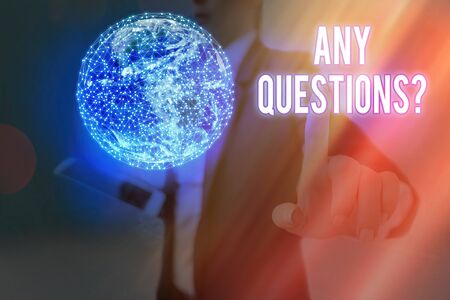 Word writing text Any Questions Question. Business photo showcasing you say write order to ask an individual about somethingの写真素材