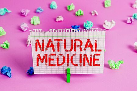 Handwriting text Natural Medicine. Conceptual photo any of various systems of healing or treating diseaseの写真素材