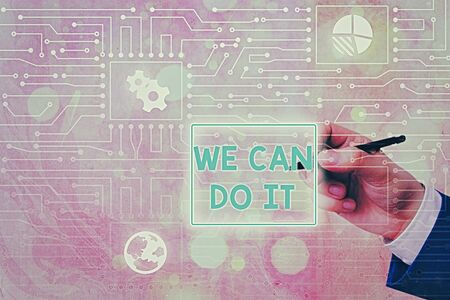 Conceptual hand writing showing We Can Do It. Concept meaning see yourself as powerful capable an individualの写真素材