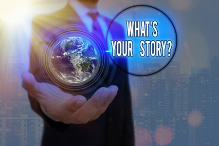 Writing note showing Whats Your Storyquestion. Business concept for manner of asking an individual about past life eventsの写真素材