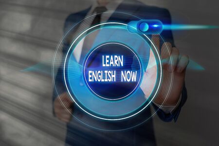 Word writing text Learn English Now. Business photo showcasing gain or acquire knowledge and skill of english languageの写真素材