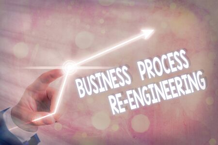 Text sign showing Business Process Re Engineering. Business photo showcasing the analysis and design of workflowsの写真素材