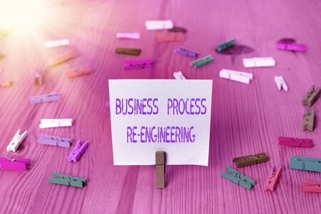 Conceptual hand writing showing Business Process Re Engineering. Concept meaning the analysis and design of workflowsの写真素材